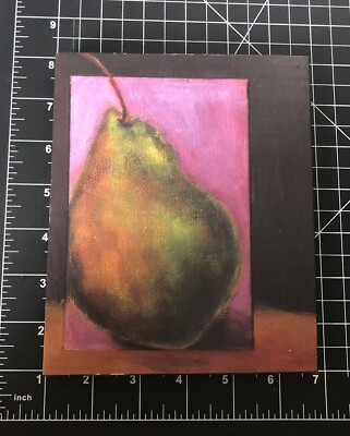 Décoration Murale Fruit – Plaque Poire Signée – Vintage USA