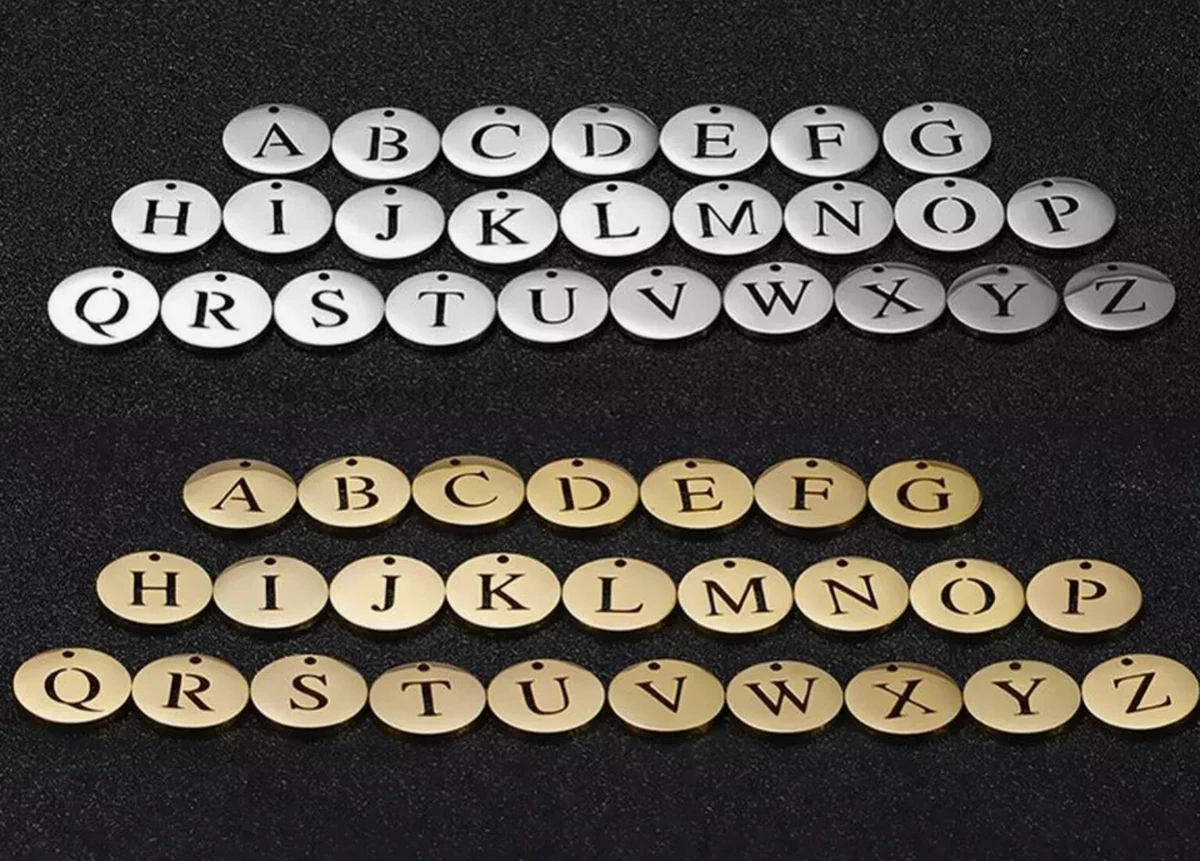 26 PCS Job Lot Letter Charms Cut Out Capital Letters Stainless Steel Alphabet