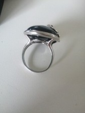 Damen Ring Silber mit Obsidian und Swarovski 20mm neu