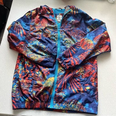 Volcom youth size large jacket Blue and Red windbreaker skateboard/grunge E- 10