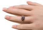 14k white gold blue sapphire gemstone .21ct diamond ring 5.2g vintage flower — photo 8