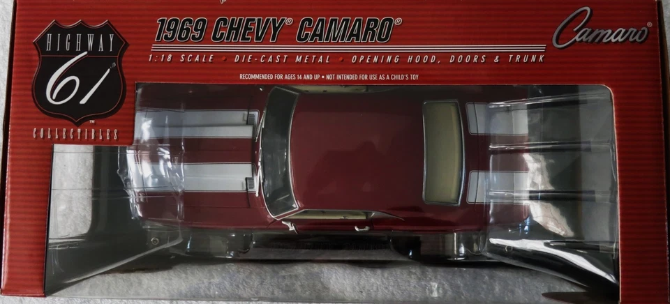 1969 Chevy Camaro Z/28 RS 1:18 Scale Garnet Red Highway 61 - Image 4 of 4