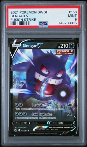 2021 POKEMON SWORD & SHIELD FUSION STRIKE #156 GENGAR V PSA 9