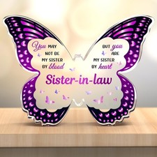 Sister in Law Gifts, Sister in Law Birthday Gifts, Butterfly-Shaped Acrylic Plaq