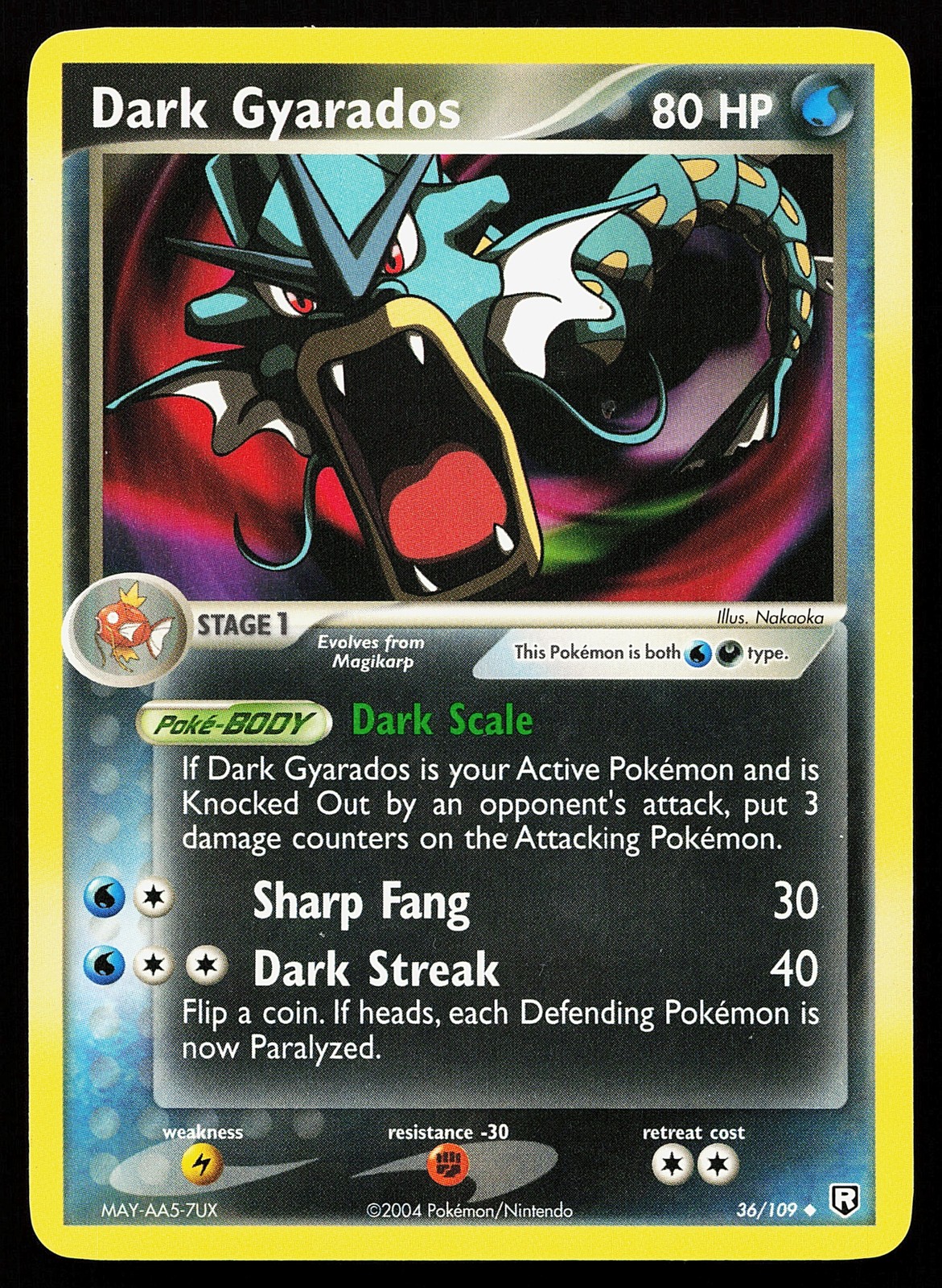 Dark Gyarados 36/109 Uncommon Team Rocket Returns Pokémon Card