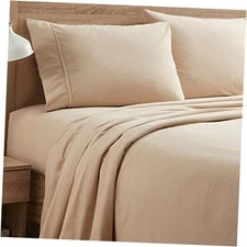 Sweet Home Collection Juego de sábanas de franela cálidas y King Beige