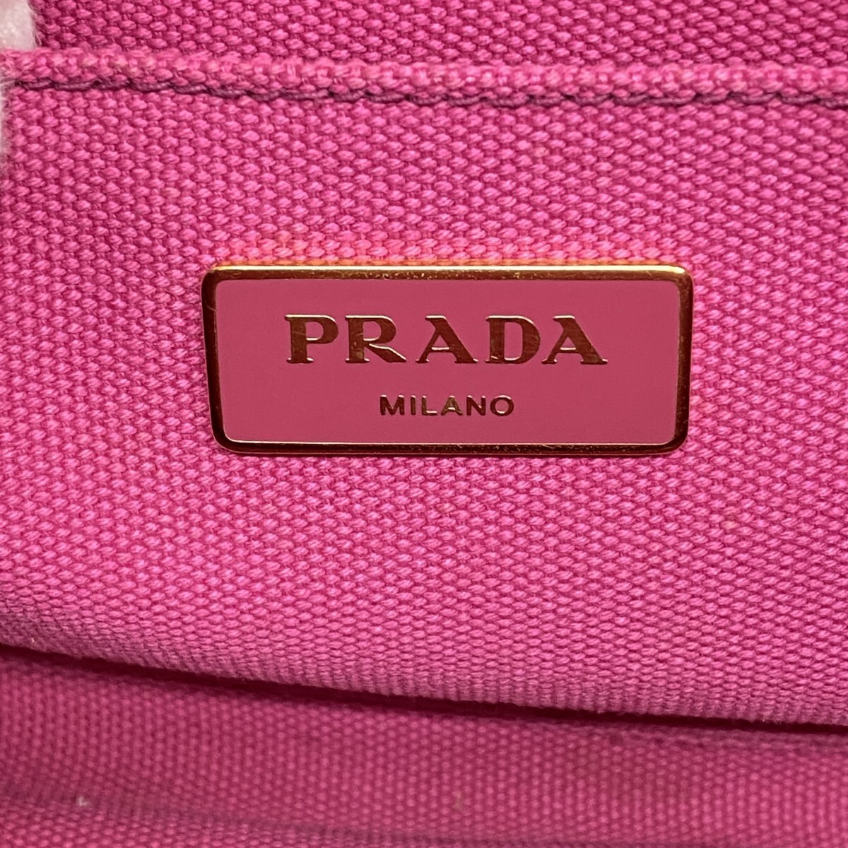 Prada Tote Bag Canapa Canvas Pink Gold Hardware Used Ladies from japan thumbnail 5