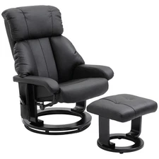 Massage Recliner Chair with Ottoman, 360° Swivel Recliner and Footstool, 10 P...