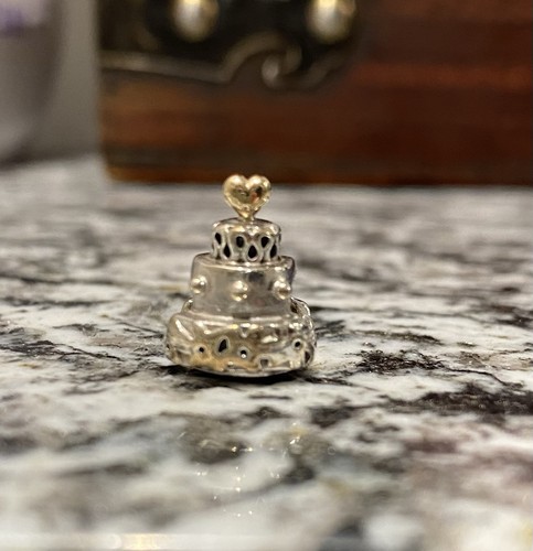 Pandora Sterling Silver 14k Gold Celebration Wedding Cake Bead Charm