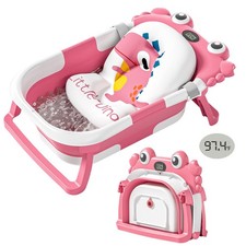 Collapsible Baby Bathtub for Newborns with Thermometer and Soft Floating Cush...