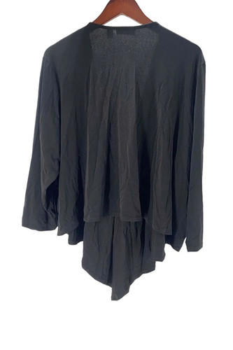 Susan Graver Liquid Knit 3/4-Sleeve Open-Front Shrug Black - Picture 2 of 2