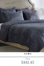 VILLA Bedding Velvet King Quilt Set Sea Fog Slate Blue w/ 2 Shams