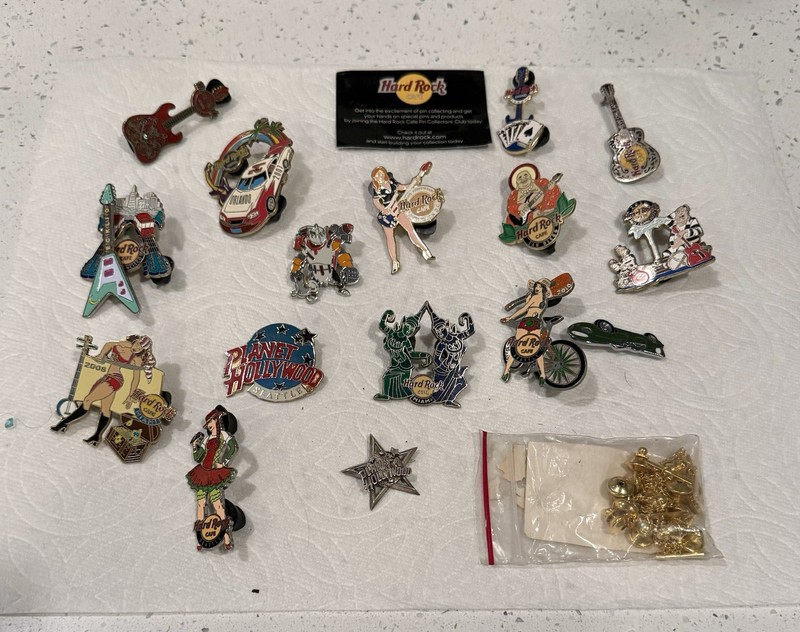 Huge Mostly Hard Rock Cafe and Planet Hollywood Trader Pins Lot