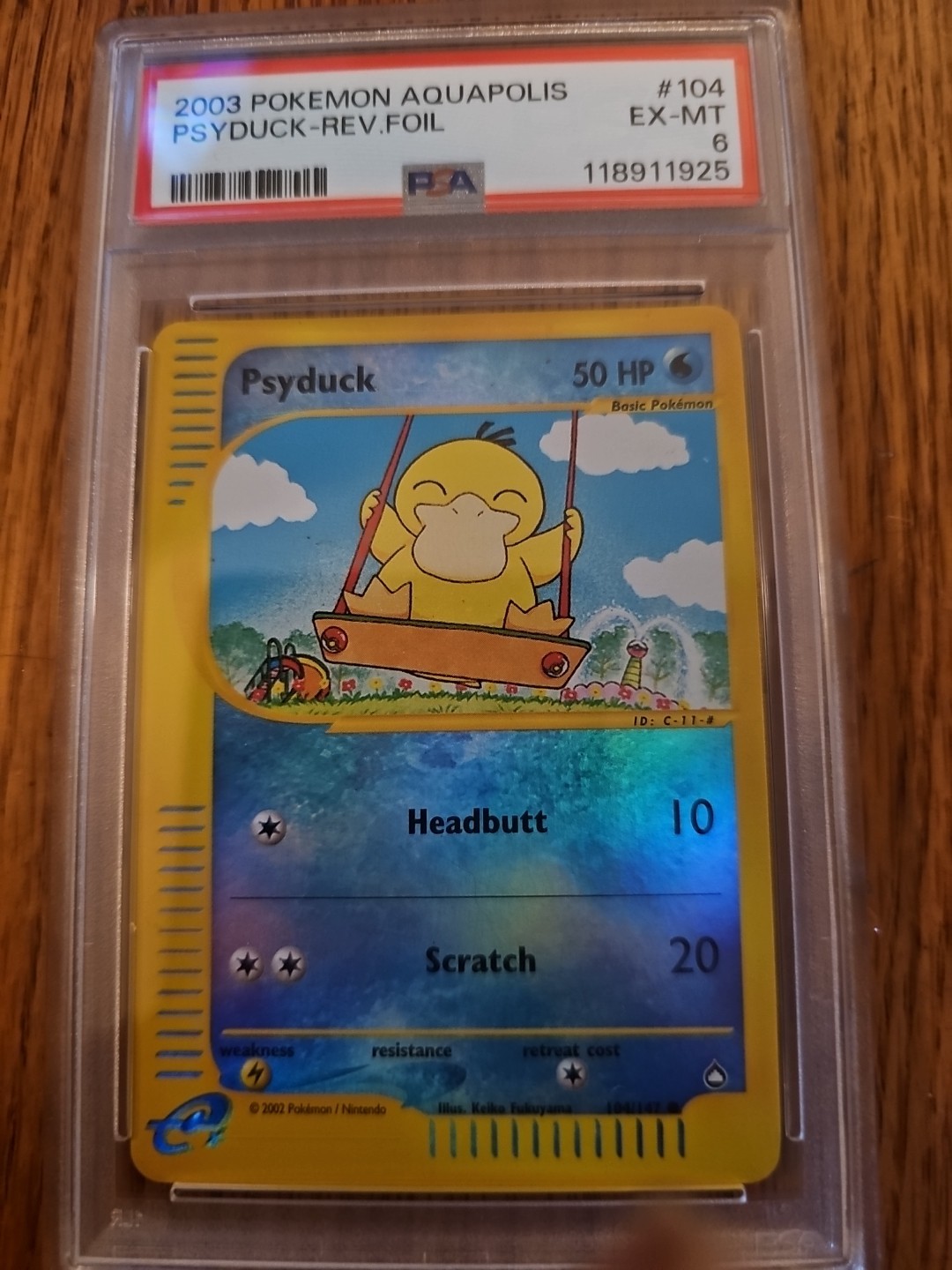 2003 Pokemon Aquapolis Psyduck Reverse Foil 104/147 PSA 7 EXTREMELY RARE Pop 8