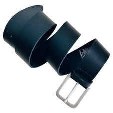 ZARA Black Leather Belt S/M Unisex Euro Size 80 Textured Silver Buckle