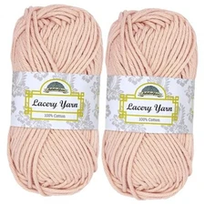JubileeYarn Lacery Yarn - 100g/Skein Chunky Cotton - 2 Skeins 104 Blushed Peach