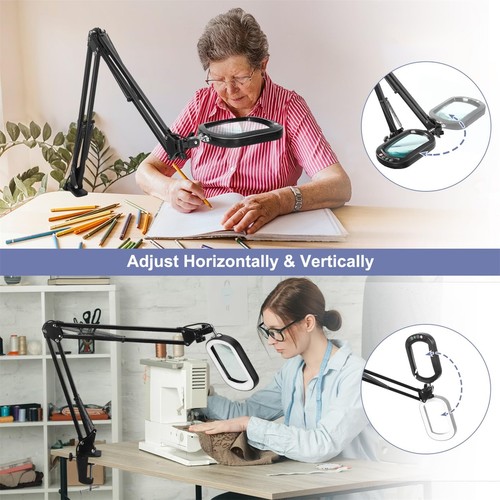 10X Rectangle Magnifying Glass with Light and Clamp, 5 Color Modes Stepless Dimm - Picture 4 of 8