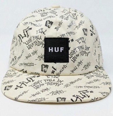 Rare HUF Hat Cap Strapback 5 Panel Cap Mens Graffiti Print Streetwear Skate NWOT