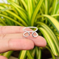 925 Sterling Silver Wave Minimalist Statement Band Handmade Ring All Size