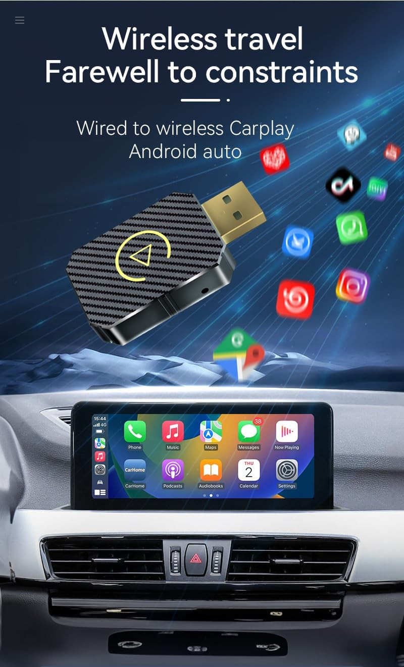 Convertitore CarPlay Wireless e Android Auto 2 in 1 | Kit Auto Professionale - 3