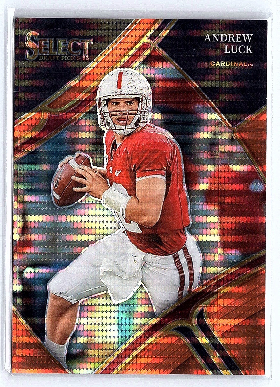 2023 Panini Select Draft Picks #177 Andrew Luck Neon Orange Pulsar Prizm #/26