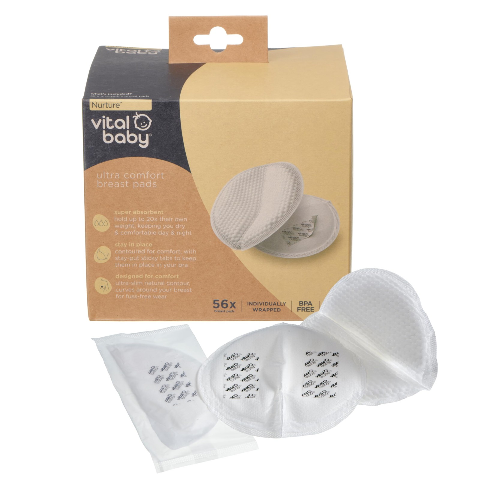 Vital Baby Nurture Ultra Comfort Breast Pads - 56 Count ( Pack of 1), white