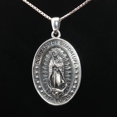 925 Sterling Silver Two-Sided Our Lady of Guadalupe Necklace
