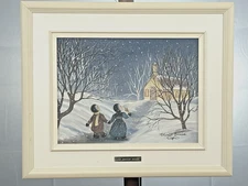 Original Acrylic Painting La petite école Chantal Emond 1997 Framed Canadian Art