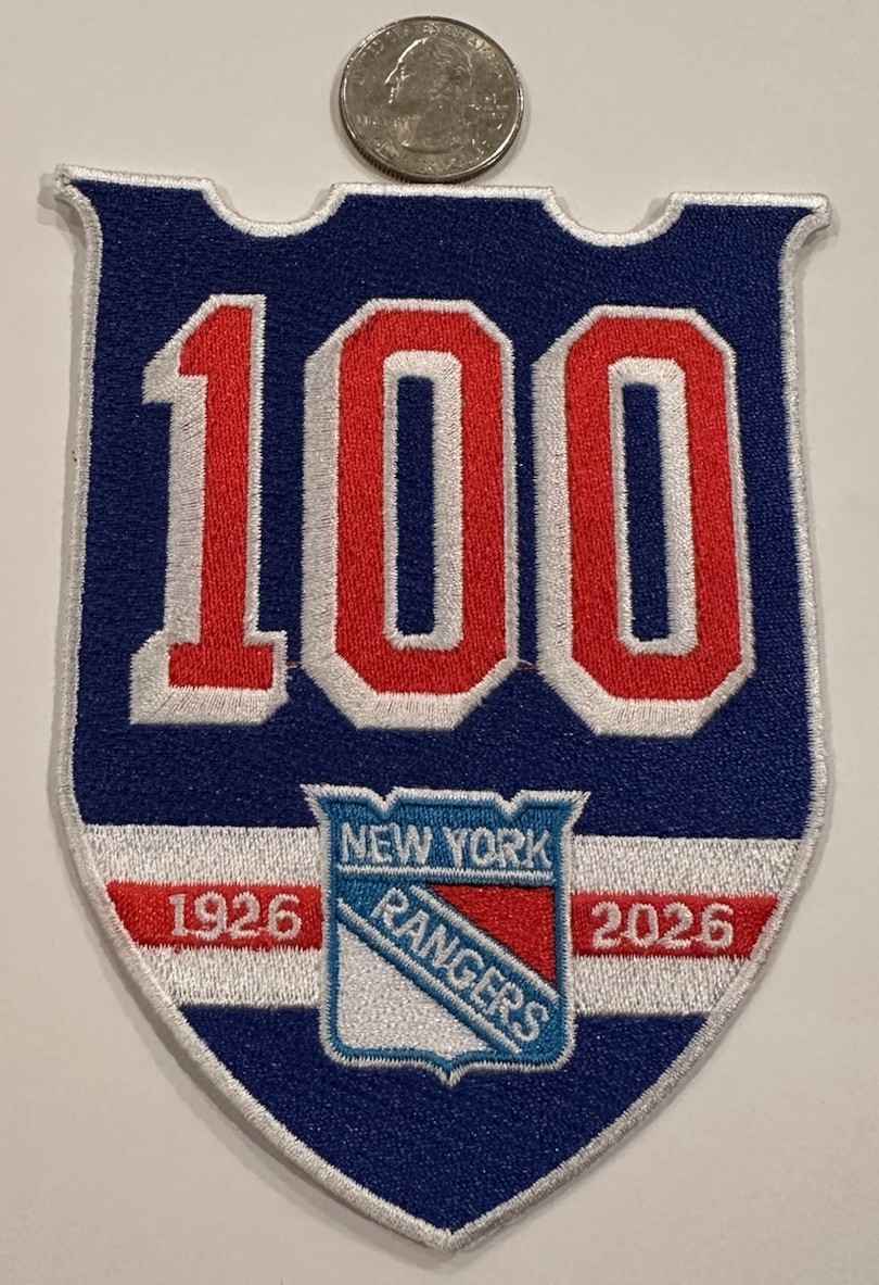 NEW YORK RANGERS 100 YEAR ANNIVERSARY EMBROIDERED IRON ON PATCH 5”x 3.5” WOW!!