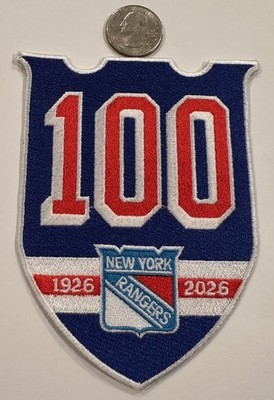 NEW YORK RANGERS 100 YEAR ANNIVERSARY EMBROIDERED IRON ON PATCH  5 x 3.5  WOW!!