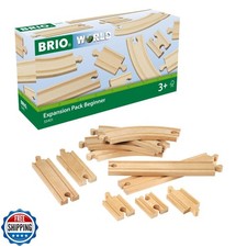 BRIO World Expansion Pack Beginner - 11-Piece Wooden Train Track Set - Compat