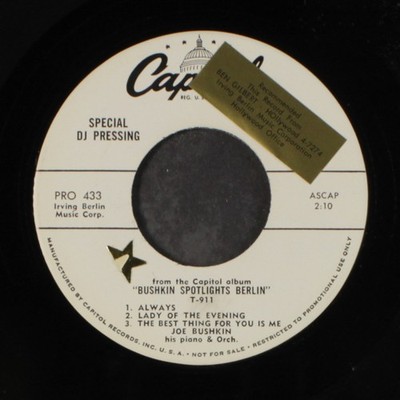 JOE BUSHKIN: spotlights berlin Capitol Records 7'' Single 45 RPM