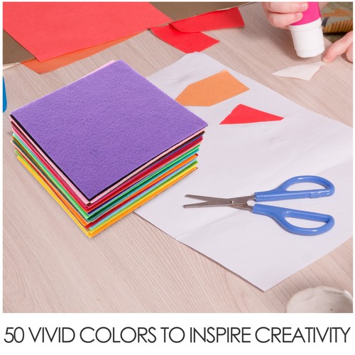 50 Pcs Panno in Feltro Colorato Quadrati Trapuntanti Non Tessuti Tessuto Fai Da - Foto 9 di 12