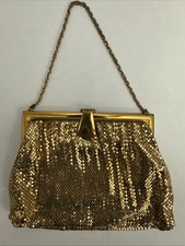 Vintage Whiting Davis Gold Mesh Bag W/Clasp. 8 X 5 . Evening Bag.