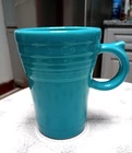 Fiesta Ware Latte Ring Handle Mug in Turquoise Teal Homer Laughlin 5.5 in 18 oz