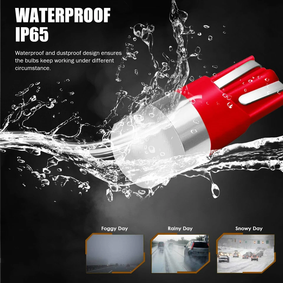 JDM ASTAR 4x Red T10 Wedge 194 168 2825 LED Interior Light Bulbs - Изображение 4 из 4