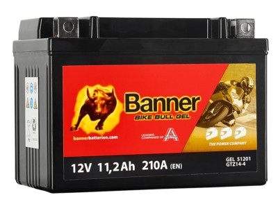 Motorradbatterie 11,2Ah Banner Bike Bull GEL 51201 12V 210A GTZ14-4 Gelbatterie