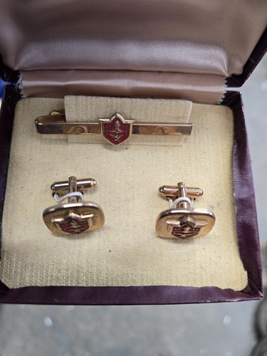 1930s 1940s 1950s Desoto Cufflinks Nos With Tie Bar Clip 1947 1948 1949 1950 - Picture 2 of 4