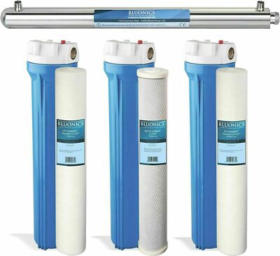 BLUONICS WHOLE HOUSE & WELL WATER CARBON&SEDIMENT 55W ULTRAVIOLET FILTER2.5''X20''