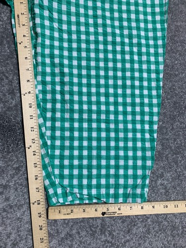 Woman Within Pull On Capri Pants Size 18WP Green Gingham Pocket 100% Cotton - Picture 11 of 11