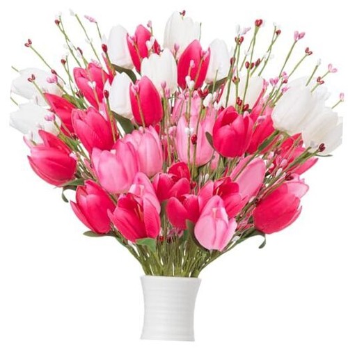 6 Packs Valentine's Day Artificial Picks, 16Inch Real Touch Valentines Tulips