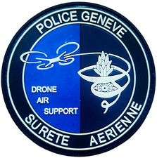 rubber patch polizei drone air support POLICE GENEVE SURETE PVC mit Klett.