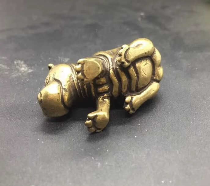 Brass Hippopotamus Figurine Small Animal Statue Table Office Home Decoration Toy