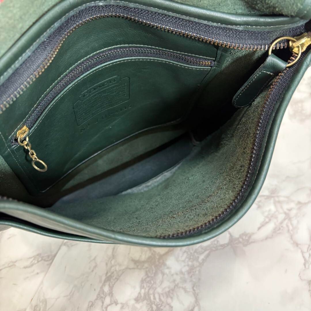 美品 Vintage COACH ショルダーバッグ 4115 グリーン Extremely Rare Made In USA Old Coach 4115 Shoulder Bag Dark