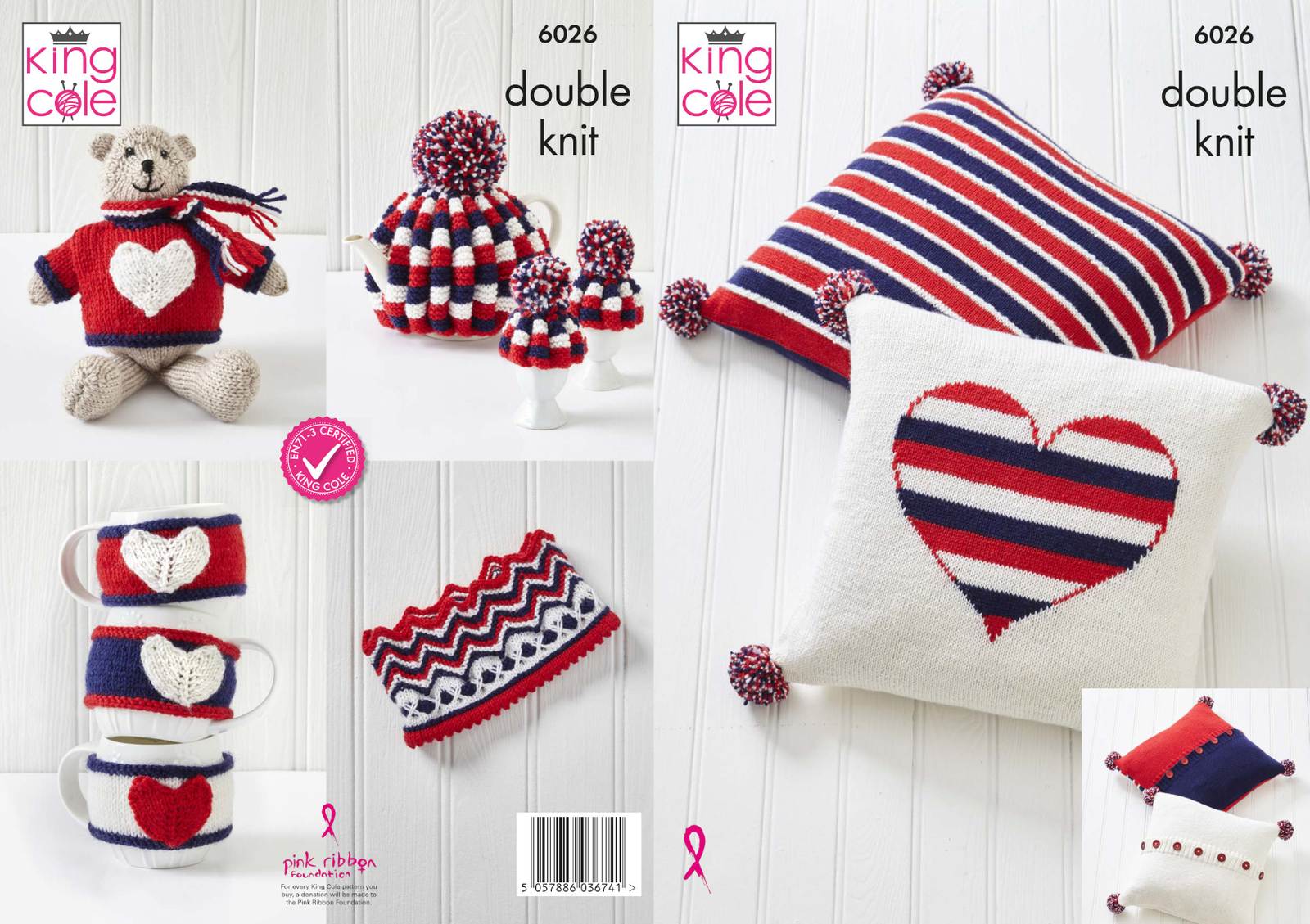 King Cole DK Knitting Pattern Union Jack Theme Teddy Cushion Crown & Tea Cosy (6026) - Image 4