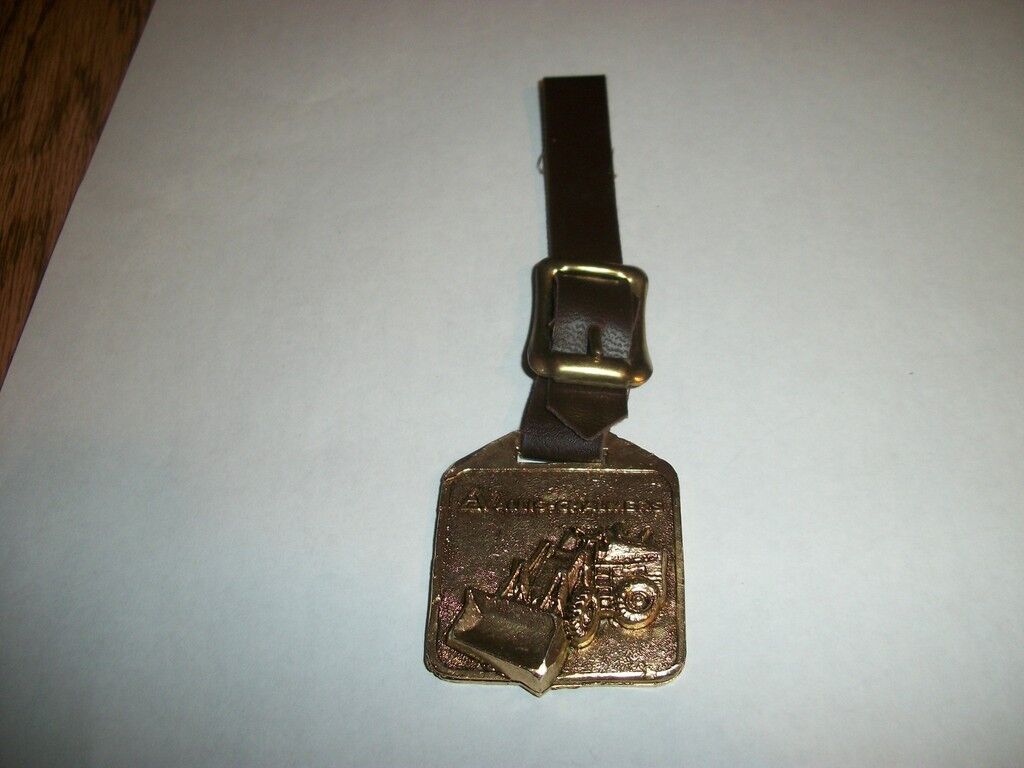 VINTAGE ALLIS CHALMERS WATCH FOB WITH LEATER STRAP