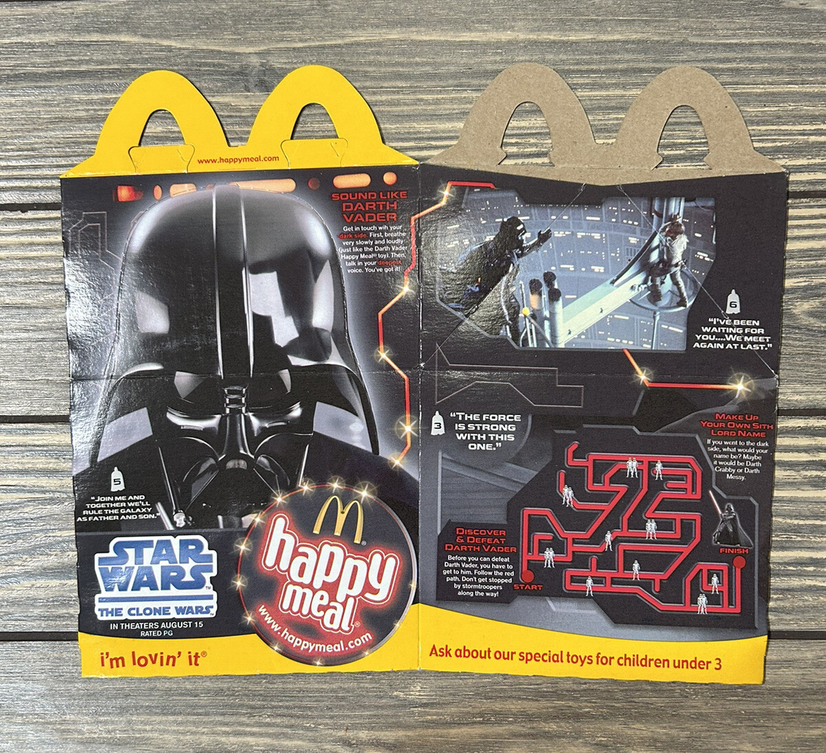 Star Wars The Clone Wars Darth Vader 2008 McDonalds Happy Meal Box