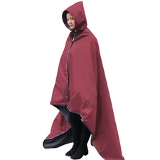 Waterproof Windproof Wearable Portable Hooded Stadium Outdoor Blanket -Wine Red