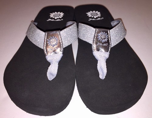 Yellow Box Womens Persia Glitter Sparkle Silver or Black Flip Flops Sandals NWOB - Picture 31 of 36