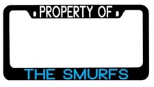 Black METAL License Plate Frame Property Of The Smurfs Auto